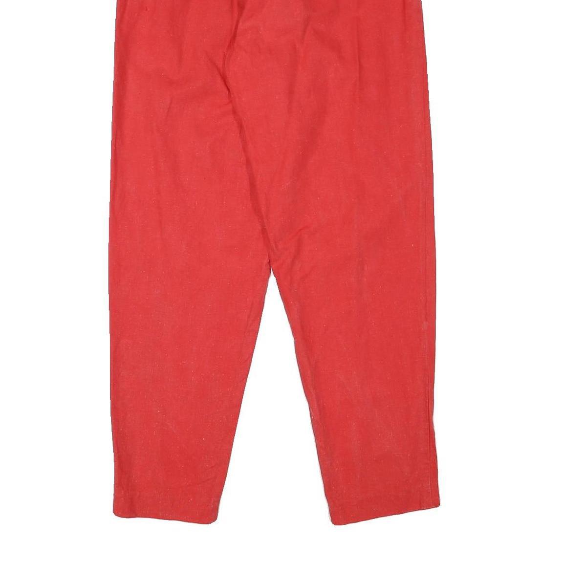PANTALON Mens Cotton Blend Red Relaxed Tapered Trousers W27 L30 Casual Style