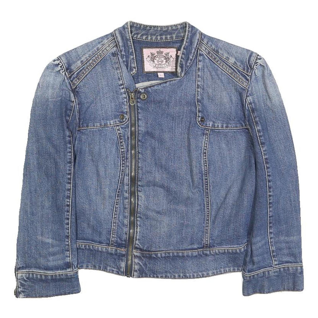 JUICY COUTURE Girls Blue Denim Jacket L Cotton Blend Button Closure Casual
