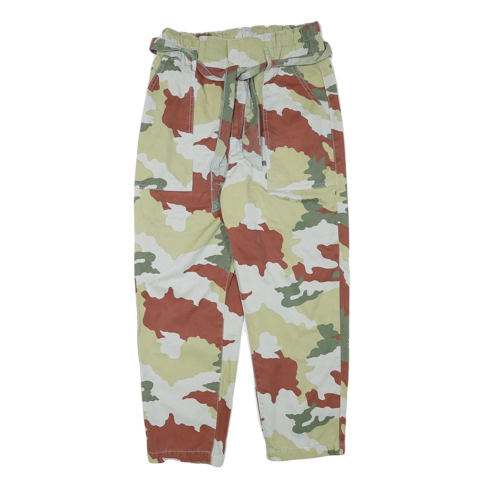 TRF Womens Cotton Blend Camouflage Relaxed Tapered Trousers W28 L25 Casual Cargo