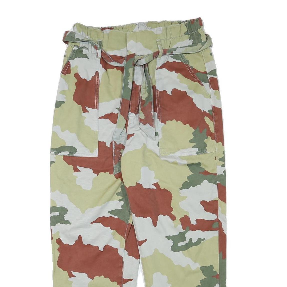 TRF Womens Cotton Blend Camouflage Relaxed Tapered Trousers W28 L25 Casual Cargo