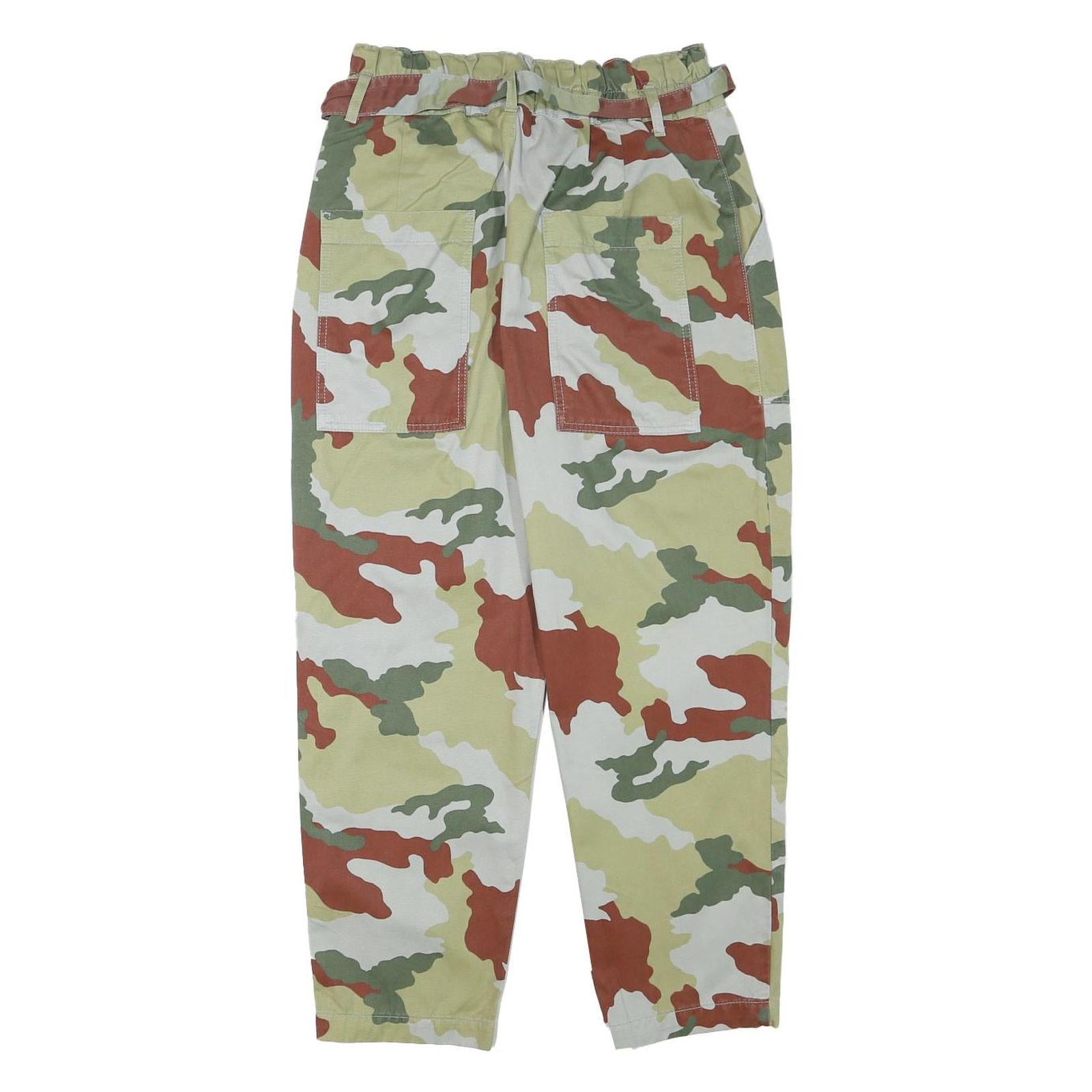 TRF Womens Cotton Blend Camouflage Relaxed Tapered Trousers W28 L25 Casual Cargo