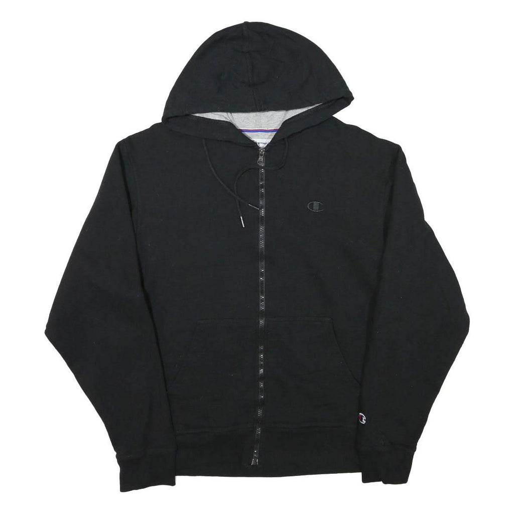 CHAMPION Mens Black Full Zip Hoodie M Casual Sweatshirt Cotton Blend