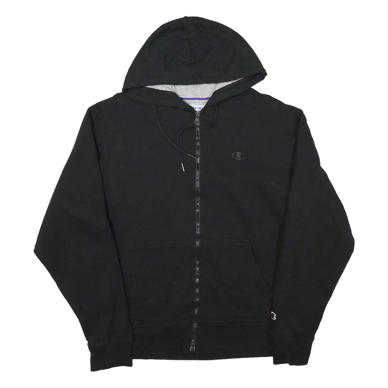 CHAMPION Mens Black Full Zip Hoodie M Casual Sweatshirt Cotton Blend