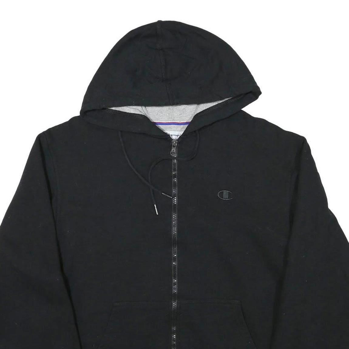 CHAMPION Mens Black Full Zip Hoodie M Casual Sweatshirt Cotton Blend