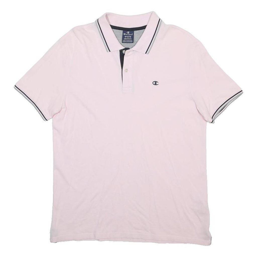 CHAMPION Mens Pink & Black Short Sleeve Polo Shirt M Cotton Basic Casual