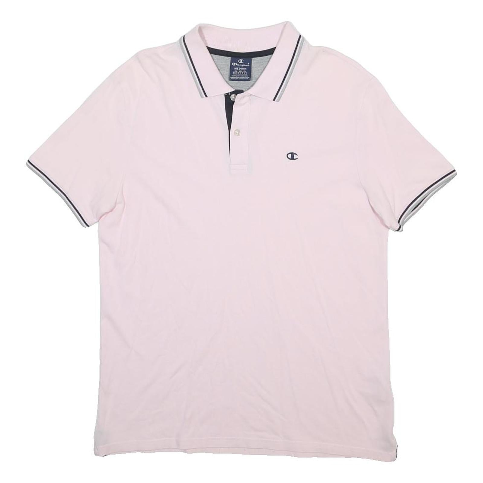 CHAMPION Mens Pink & Black Short Sleeve Polo Shirt M Cotton Basic Casual