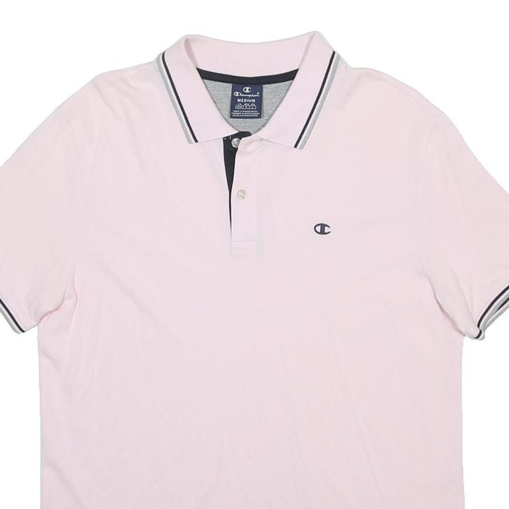 CHAMPION Mens Pink & Black Short Sleeve Polo Shirt M Cotton Basic Casual