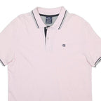 CHAMPION Mens Pink & Black Short Sleeve Polo Shirt M Cotton Basic Casual