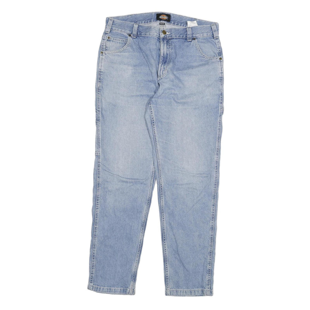 DICKIES Mens Jeans Blue Regular Straight Denim Rinse W34 L32 Workwear