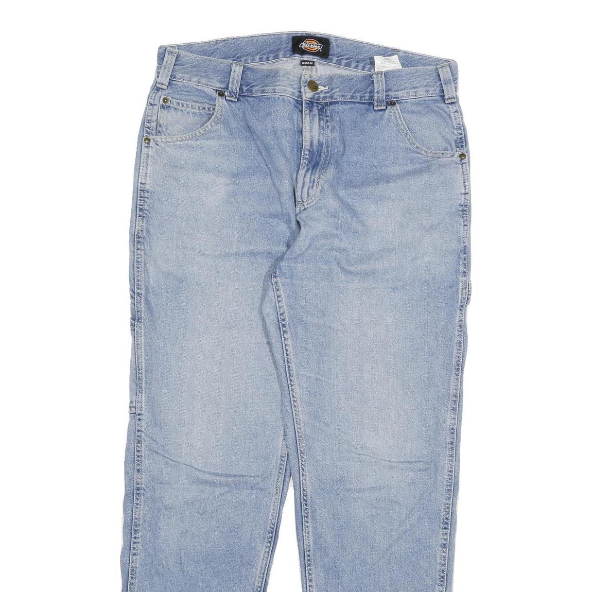 DICKIES Mens Jeans Blue Regular Straight Denim Rinse W34 L32 Workwear