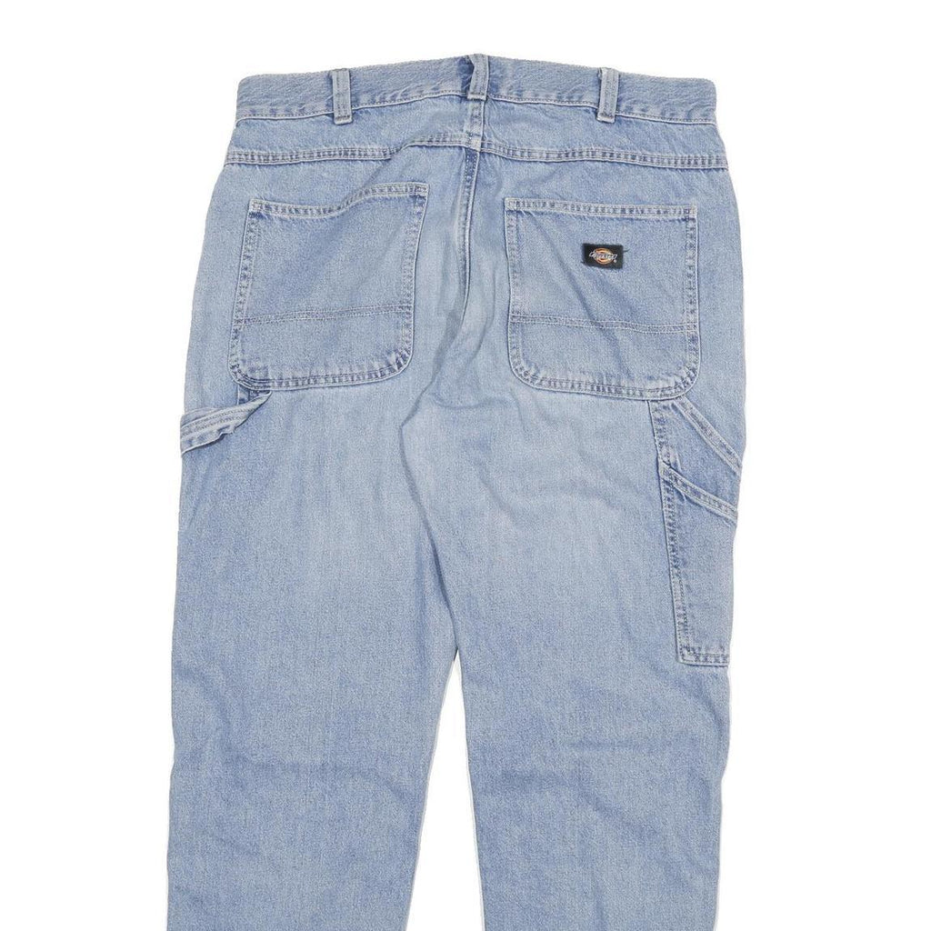 DICKIES Mens Jeans Blue Regular Straight Denim Rinse W34 L32 Workwear