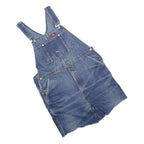 DICKIES Womens Blue Denim Relaxed Cotton Blend Dungarees XL W44 L7 Distressed