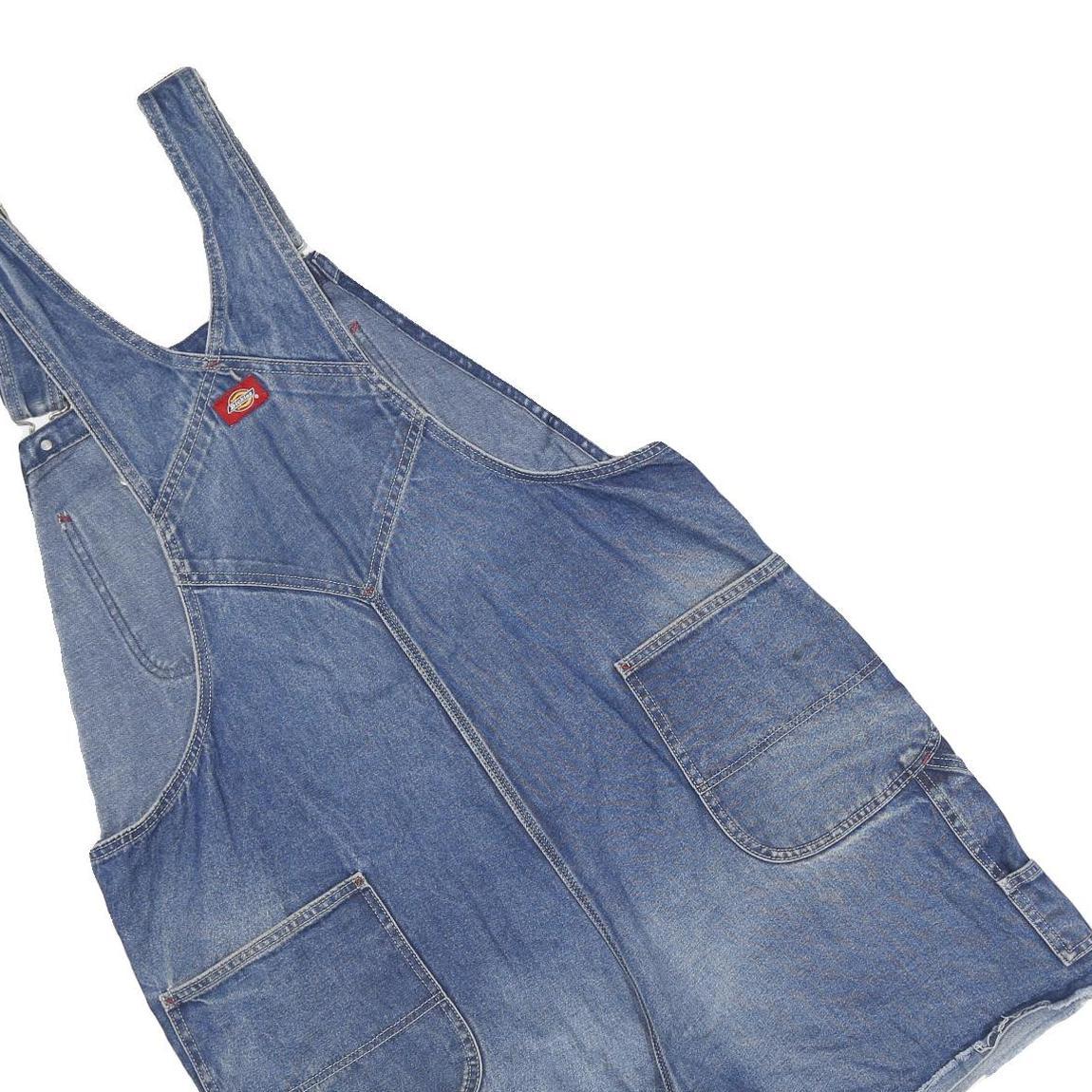 DICKIES Womens Blue Denim Relaxed Cotton Blend Dungarees XL W44 L7 Distressed