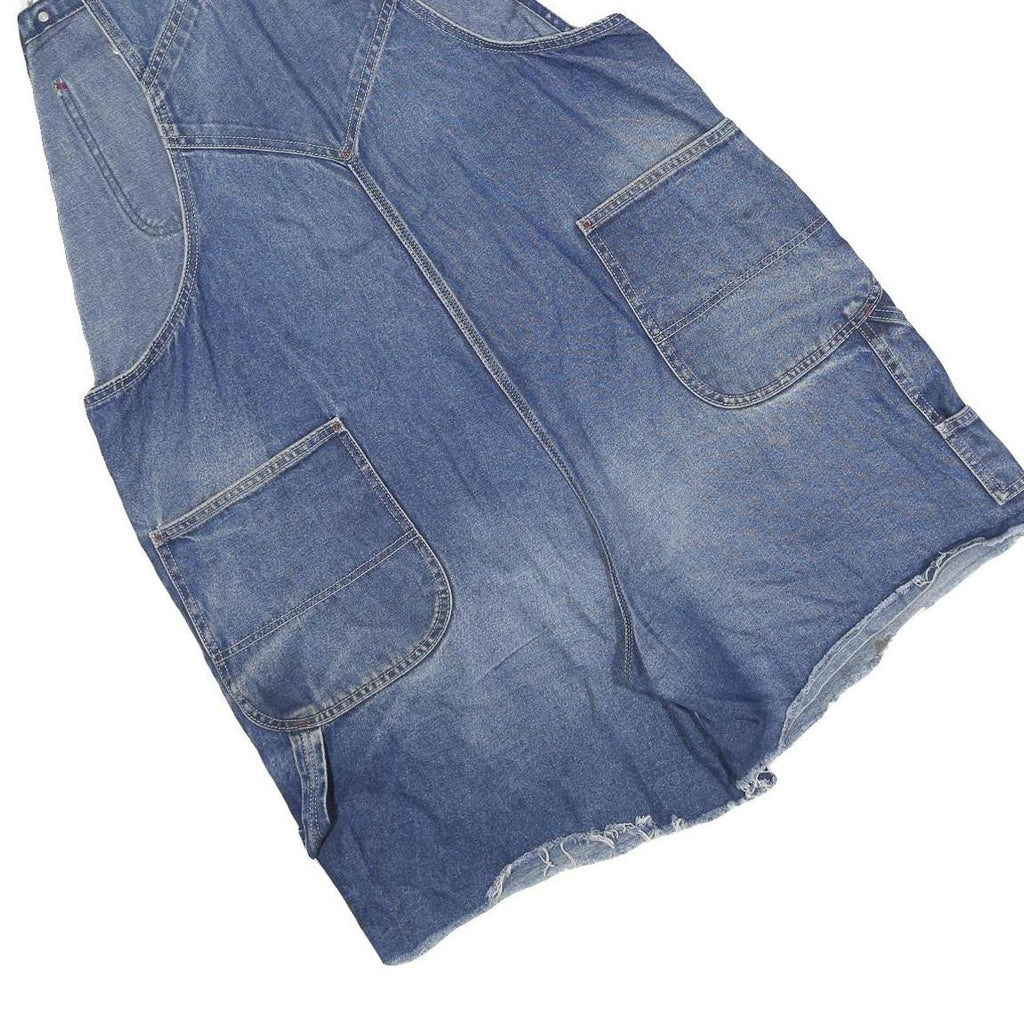 DICKIES Womens Blue Denim Relaxed Cotton Blend Dungarees XL W44 L7 Distressed