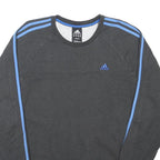 ADIDAS Mens Black & Blue Crew Neck L Cotton Blend Sweatshirt Sports Casual