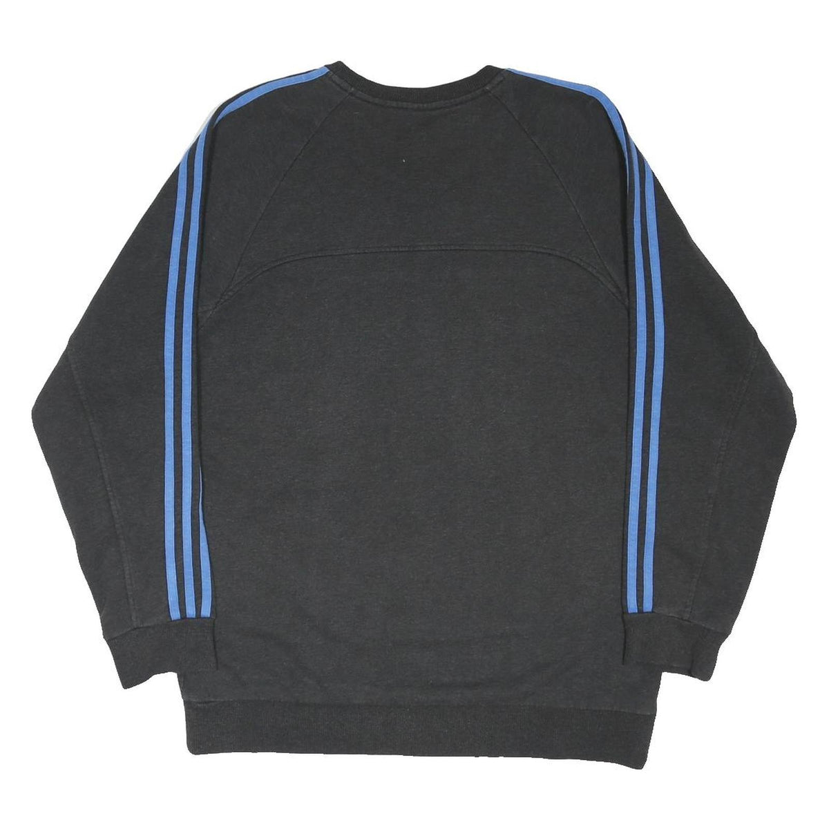 ADIDAS Mens Black & Blue Crew Neck L Cotton Blend Sweatshirt Sports Casual