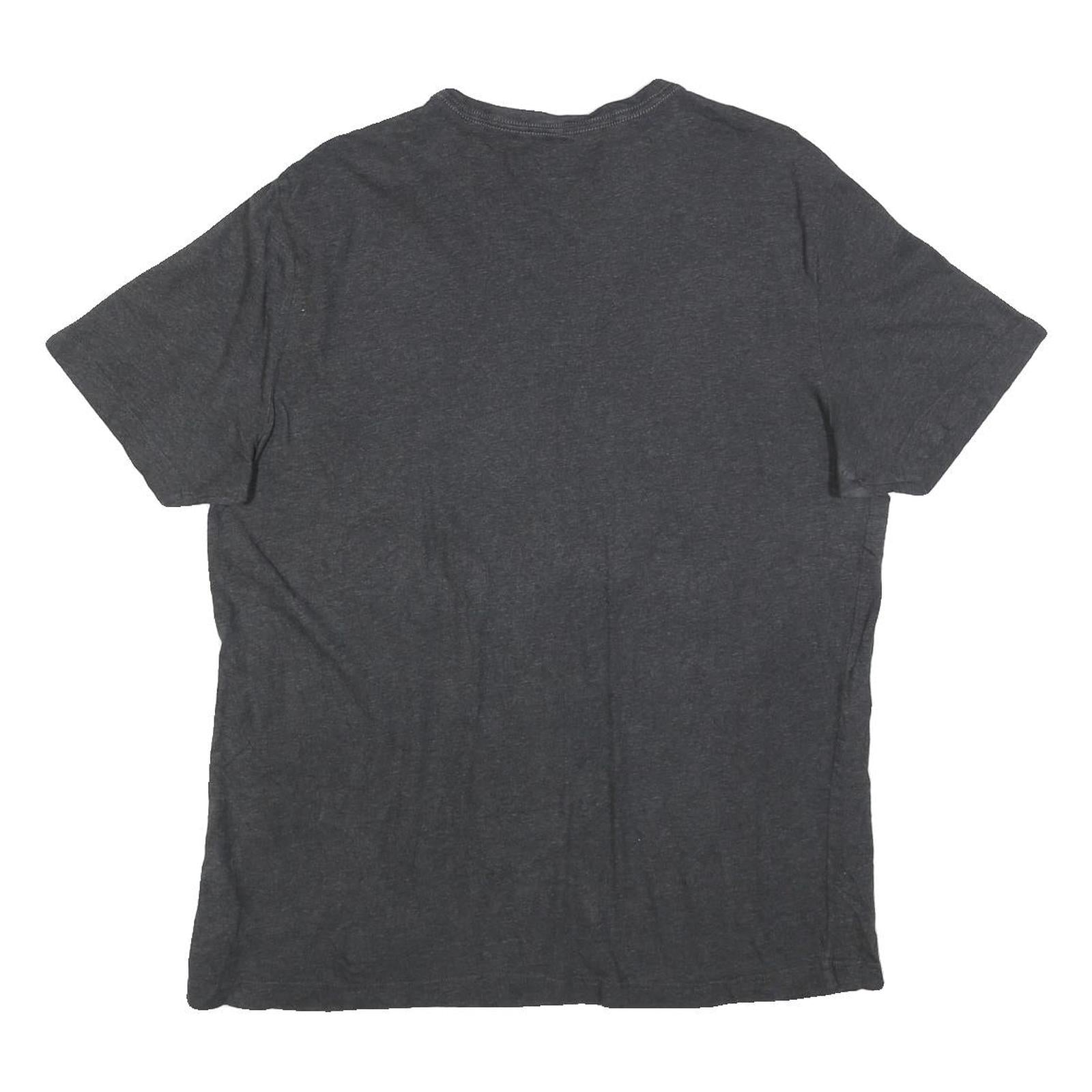 PUMA Mens Grey Cotton Blend T-Shirt L Short Sleeve V-Neck Logo Casual Wear