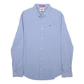 TOMMY JEANS Mens Blue Plain Shirt L Classic Button Down Long Sleeve Casual