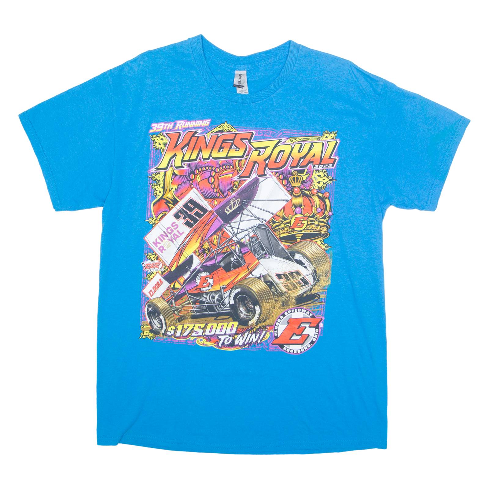 GILDAN Kings Royal Mens T-Shirt Blue USA L