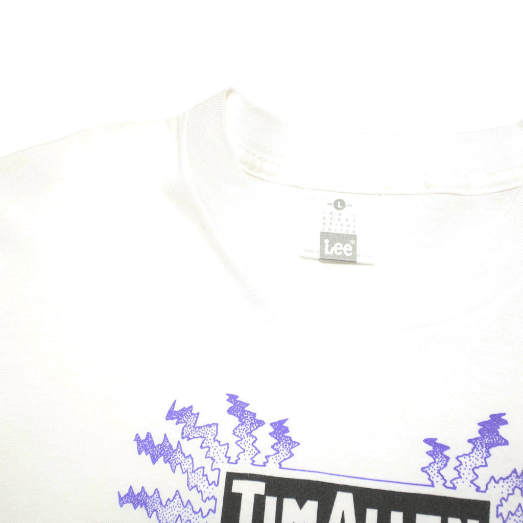 LEE Mens White Tim Allen Powers America Graphic T-Shirt L Short Sleeve Crew Neck