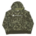 CHAMPION Womens Green Tie Dye Hoodie L Cotton Blend Casual Pullover