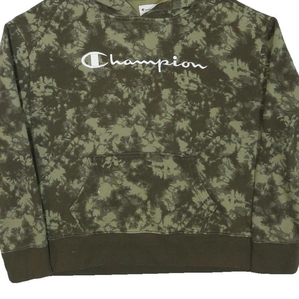 CHAMPION Womens Green Tie Dye Hoodie L Cotton Blend Casual Pullover