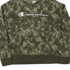 CHAMPION Womens Green Tie Dye Hoodie L Cotton Blend Casual Pullover