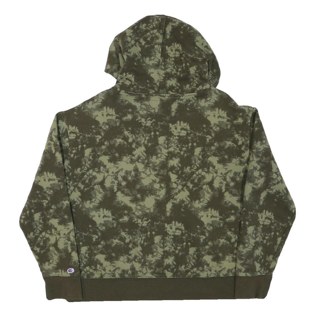 CHAMPION Womens Green Tie Dye Hoodie L Cotton Blend Casual Pullover