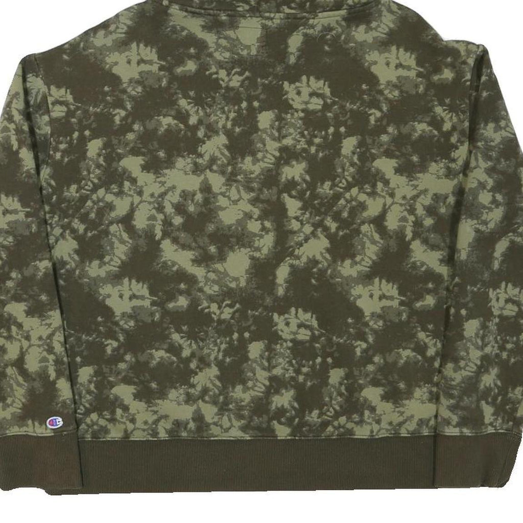 CHAMPION Womens Green Tie Dye Hoodie L Cotton Blend Casual Pullover