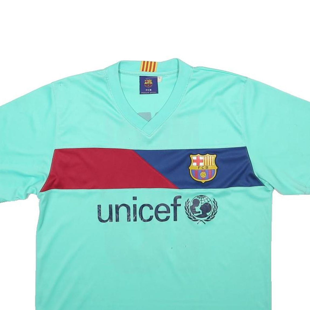 FCB FC Barcelona 2010-11 Away Mens Blue T-Shirt M Short Sleeve V-Neck Messi 10