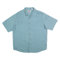 WRANGLER Mens Blue Cotton Blend Shirt L Casual Short Sleeve Button Pocket