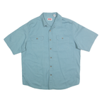 WRANGLER Mens Blue Cotton Blend Shirt L Casual Short Sleeve Button Pocket