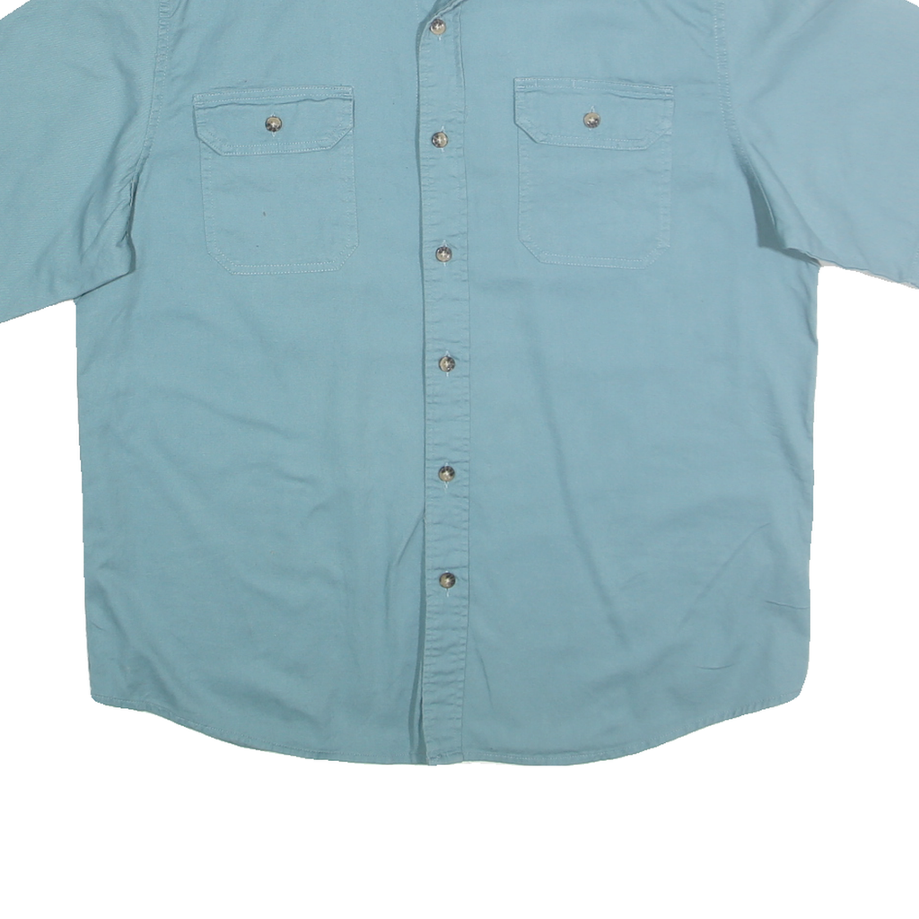 WRANGLER Mens Blue Cotton Blend Shirt L Casual Short Sleeve Button Pocket