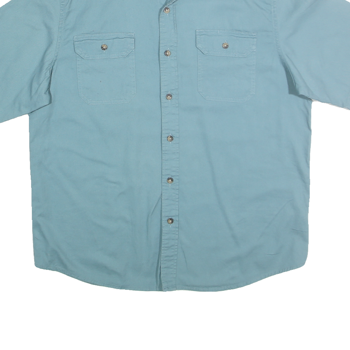 WRANGLER Mens Blue Cotton Blend Shirt L Casual Short Sleeve Button Pocket