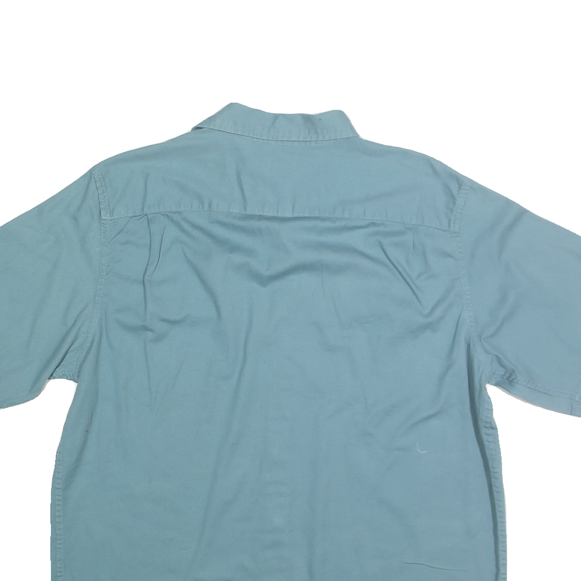 WRANGLER Mens Blue Cotton Blend Shirt L Casual Short Sleeve Button Pocket