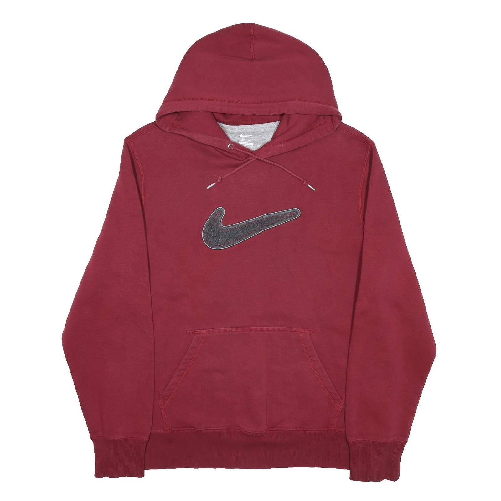 NIKE Mens Maroon Pullover Hoodie L Cotton Blend Casual Sportswear