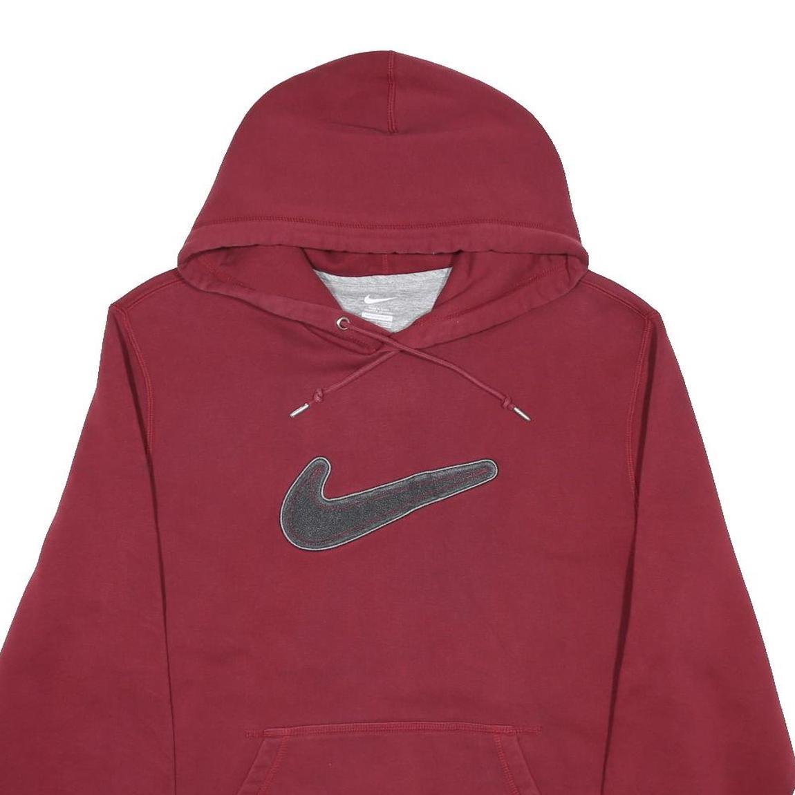 NIKE Mens Maroon Pullover Hoodie L Cotton Blend Casual Sportswear