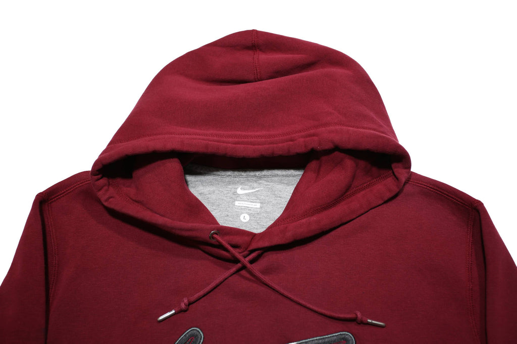 NIKE Mens Maroon Pullover Hoodie L Cotton Blend Casual Sportswear
