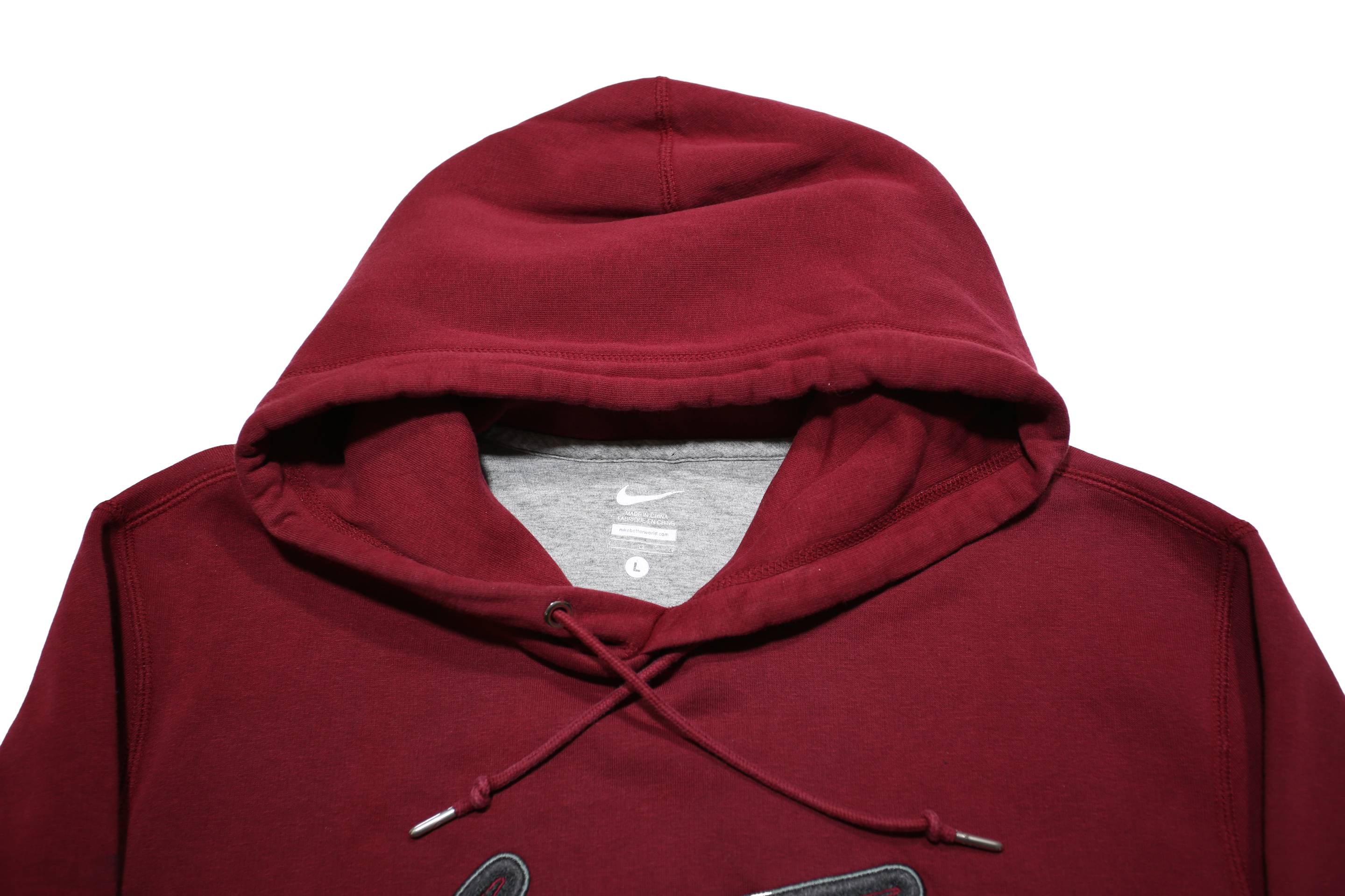 NIKE Mens Maroon Pullover Hoodie L Cotton Blend Casual Sportswear