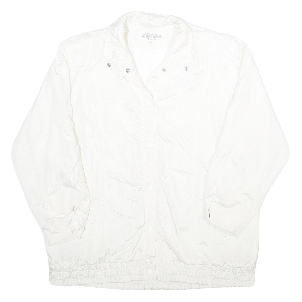KRISTEN BLAKE Womens White Button Jacket L Nylon Plain Lightweight Casual
