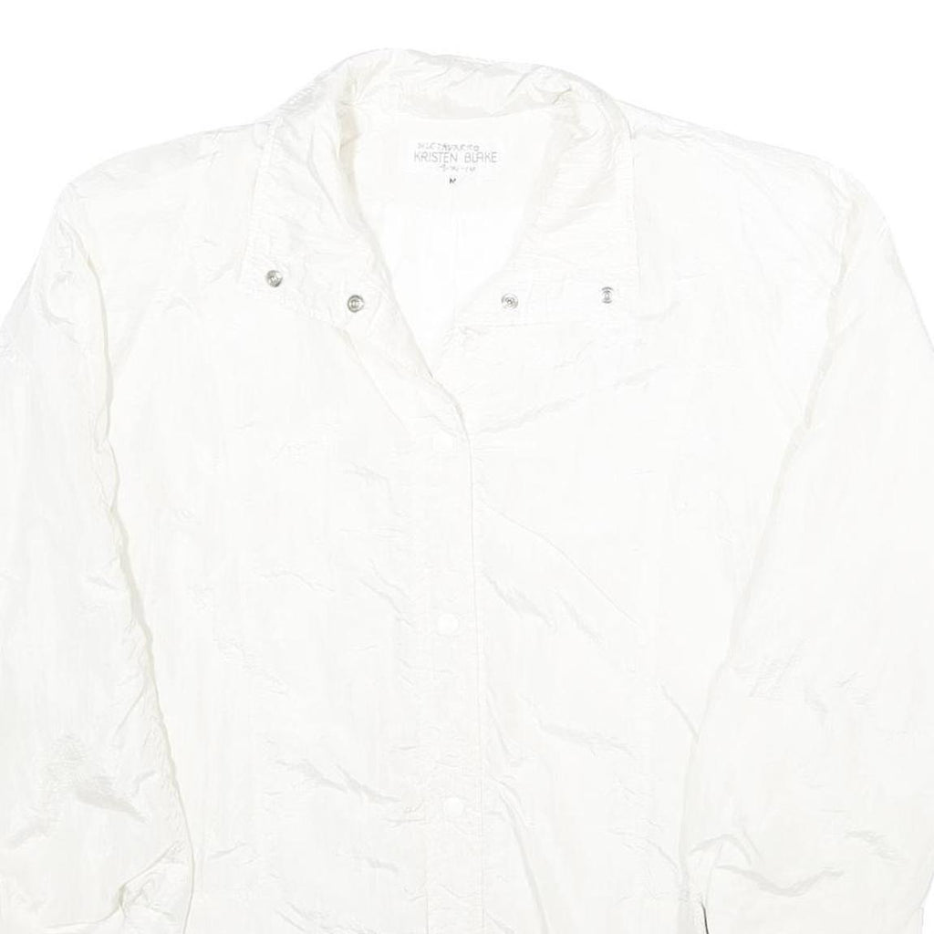 KRISTEN BLAKE Womens White Button Jacket L Nylon Plain Lightweight Casual