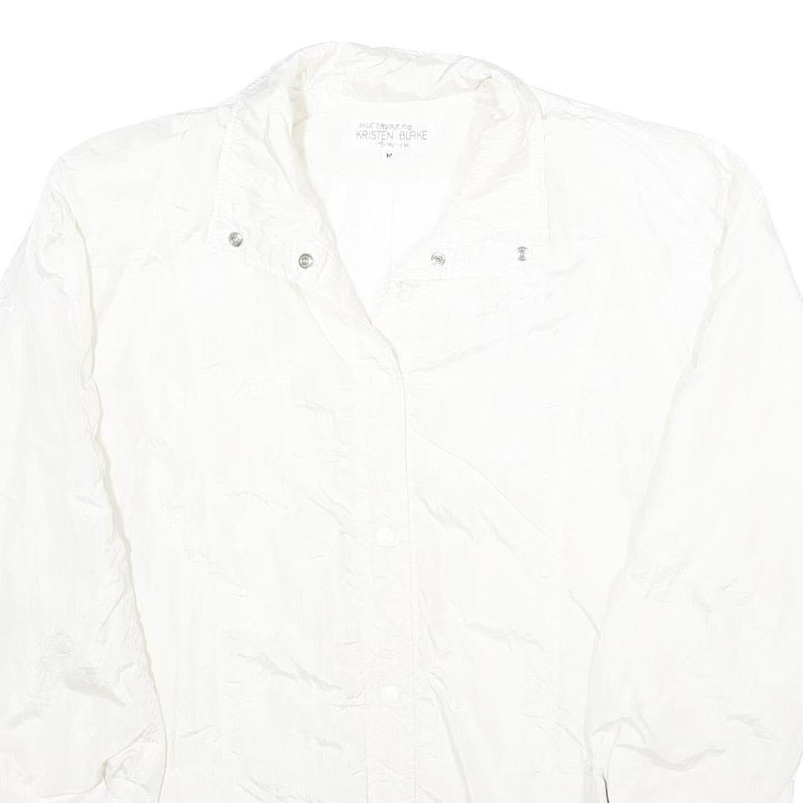 KRISTEN BLAKE Womens White Button Jacket L Nylon Plain Lightweight Casual