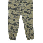 H&M Mens Cotton Blend Green Camouflage Relaxed Tapered Trousers W28 L28