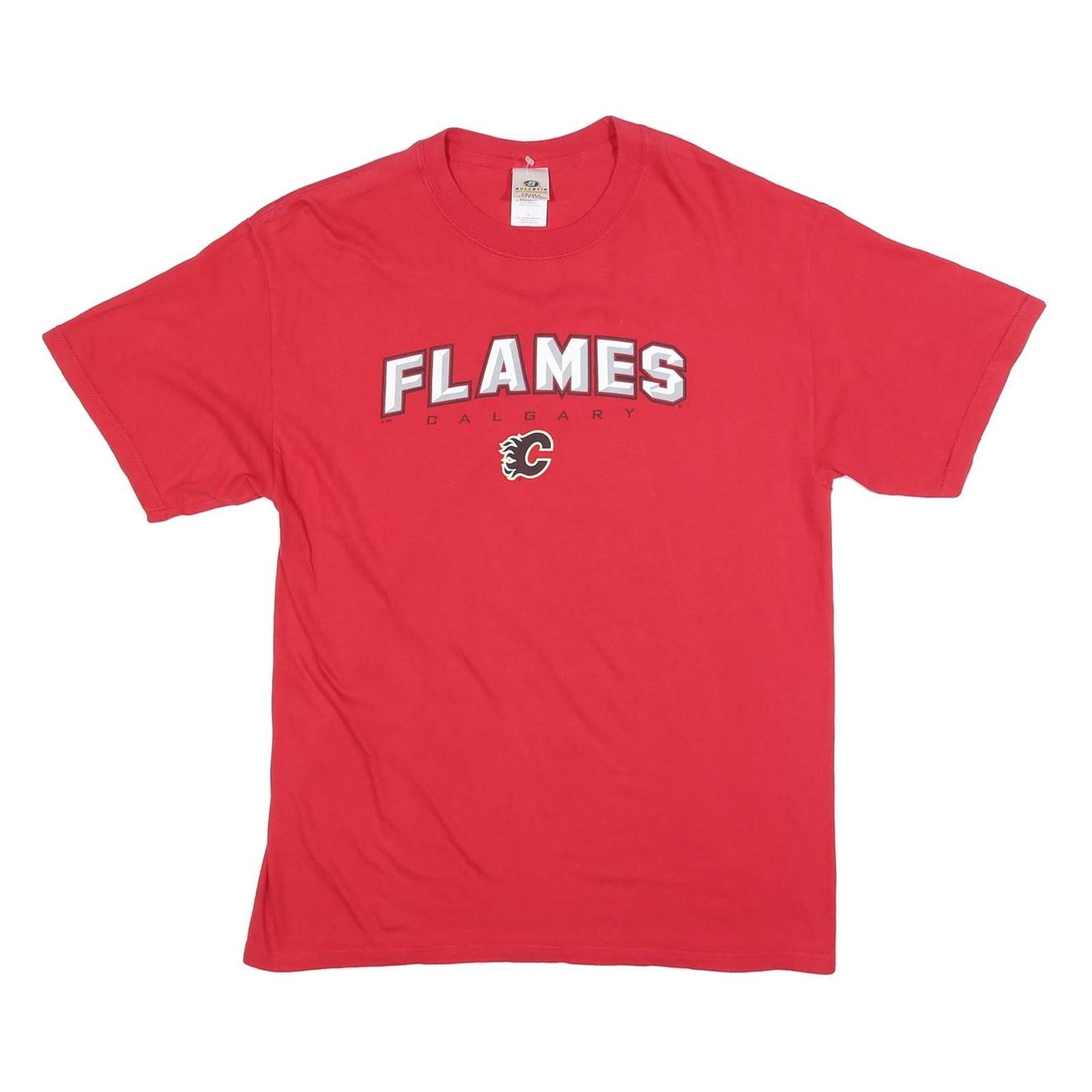 BULLETIN Mens Red Calgary Flames Graphic T-Shirt M Short Sleeve Crew Neck Casual