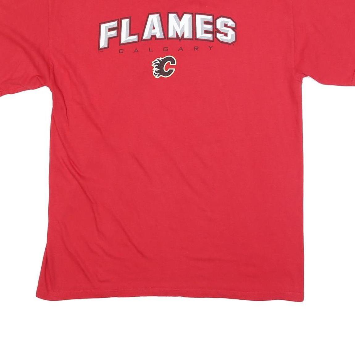 BULLETIN Mens Red Calgary Flames Graphic T-Shirt M Short Sleeve Crew Neck Casual