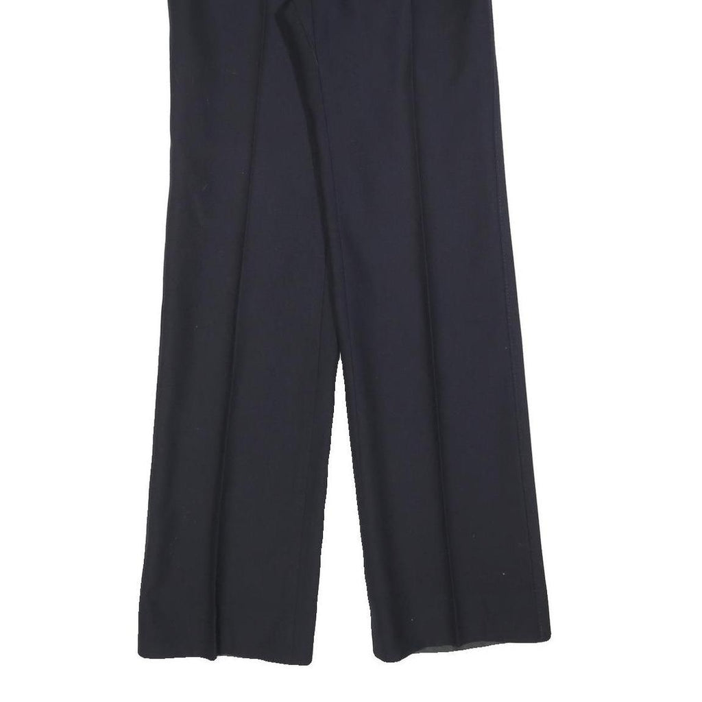 Womens Wool Blend Black Regular Straight Trousers W28 L32 Formal Workwear