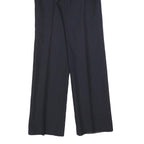 Womens Wool Blend Black Regular Straight Trousers W28 L32 Formal Workwear