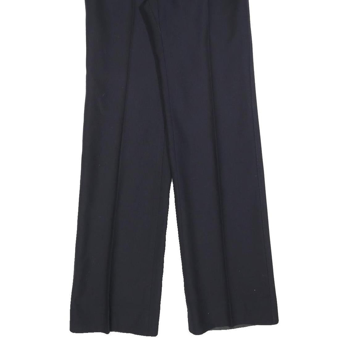 Womens Wool Blend Black Regular Straight Trousers W28 L32 Formal Workwear