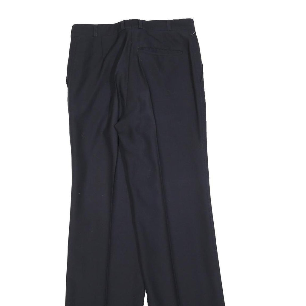 Womens Wool Blend Black Regular Straight Trousers W28 L32 Formal Workwear