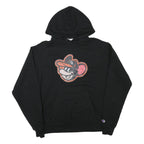 CHAMPION Mens Black Hoodie L Cartoon Graphic Print Pullover Sweatshirt